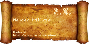 Mencer Márta névjegykártya